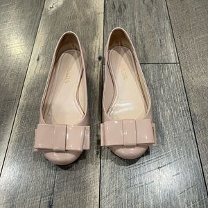 Prada nude patent leather bow ballet flats